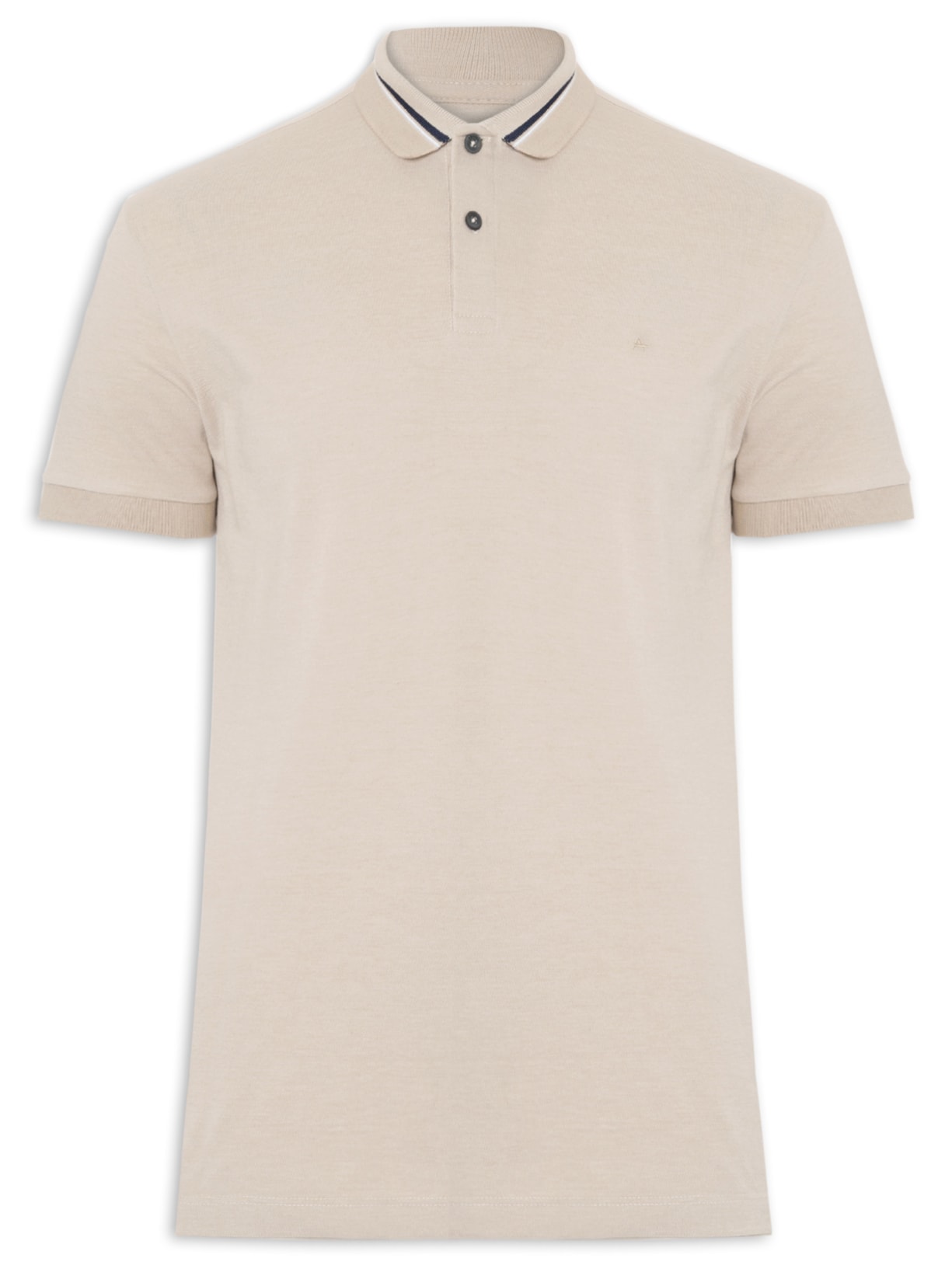 Polo Masculina Em Piquet Com Frisos Bege Aramis