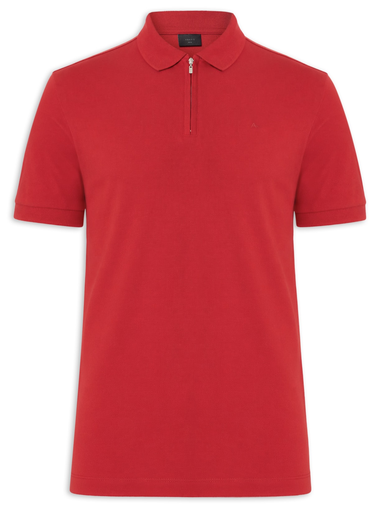 Polo Masculina Em Piquet Com Zíper Vermelho Aramis