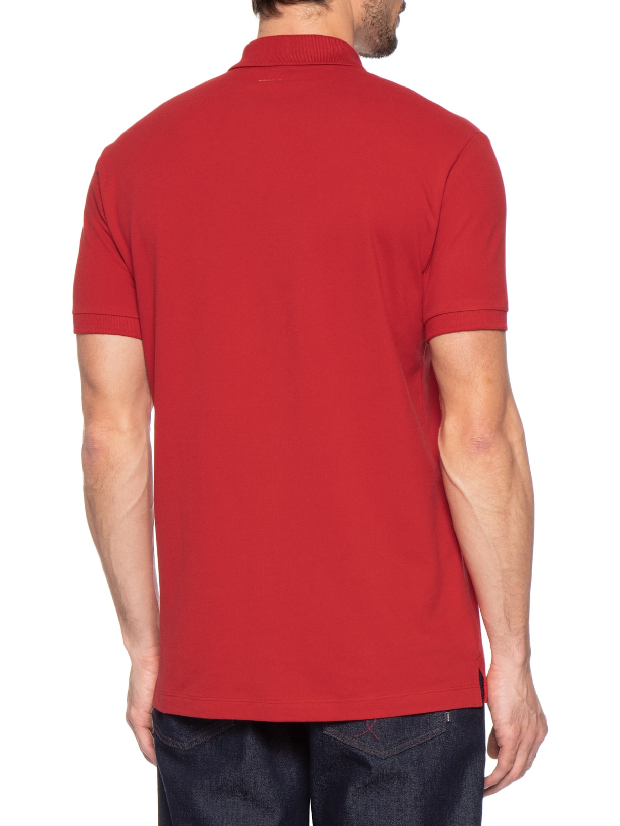 Polo Masculina Em Piquet Com Zíper Vermelho Aramis