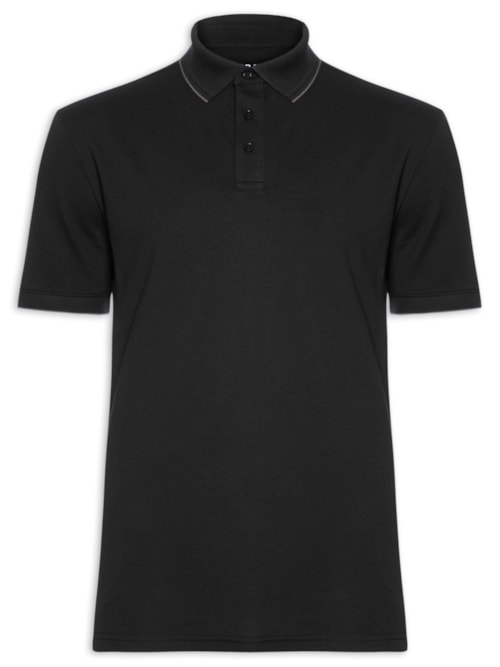 Polo Masculina Em Piquet Flex - Preto