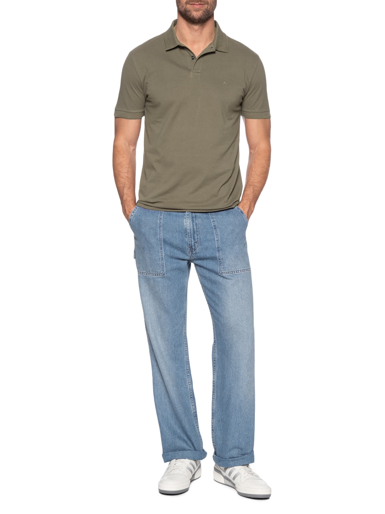 Polo Masculina Em Piquet Gola Contraste Cinza Aramis