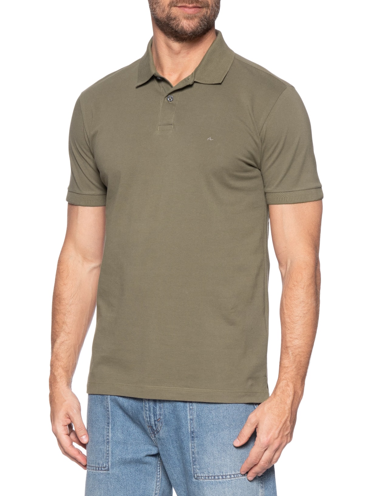 Polo Masculina Em Piquet Gola Contraste Cinza Aramis