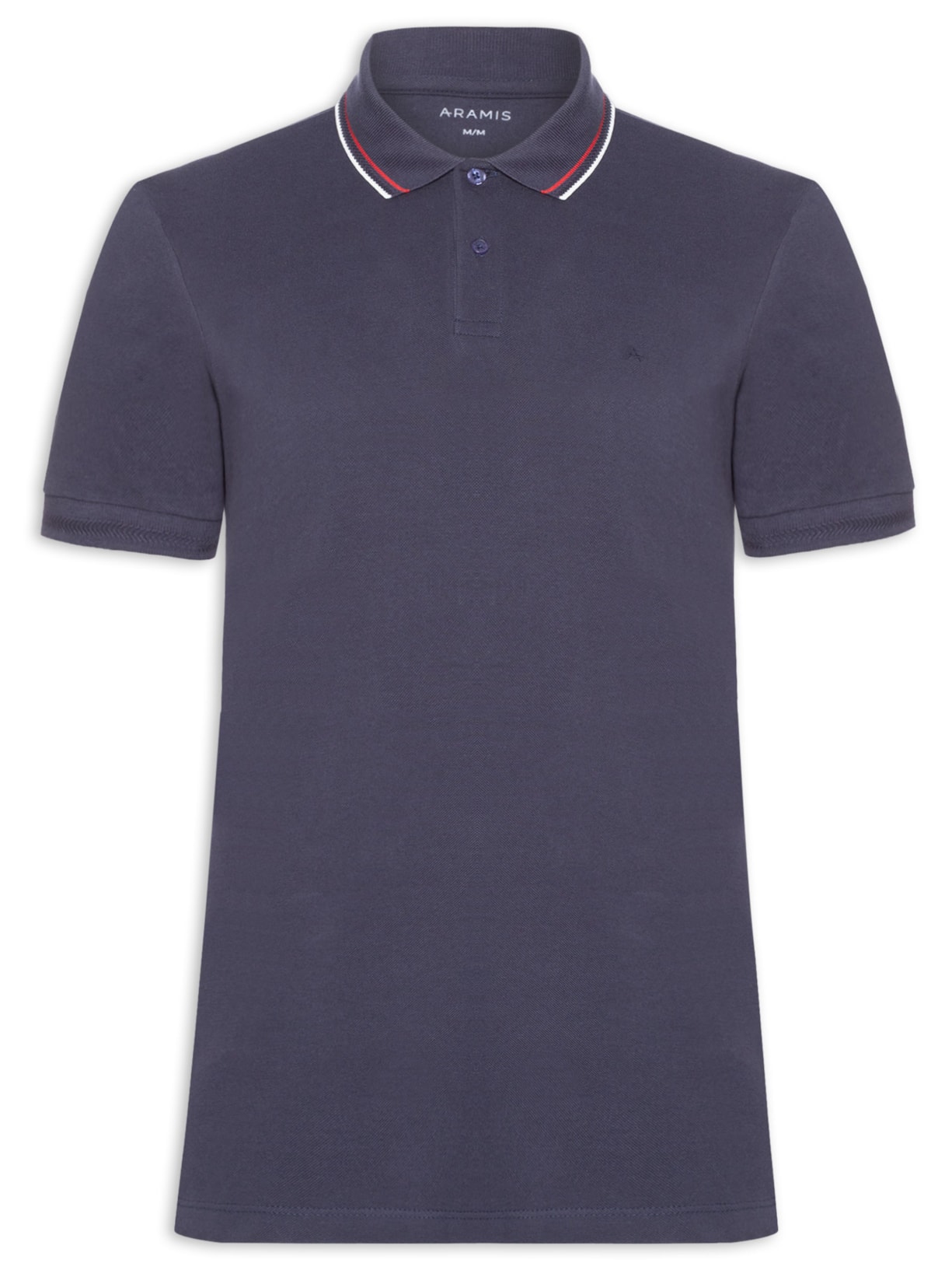 Polo Masculina Em Piquet Gola Navy - Azul
