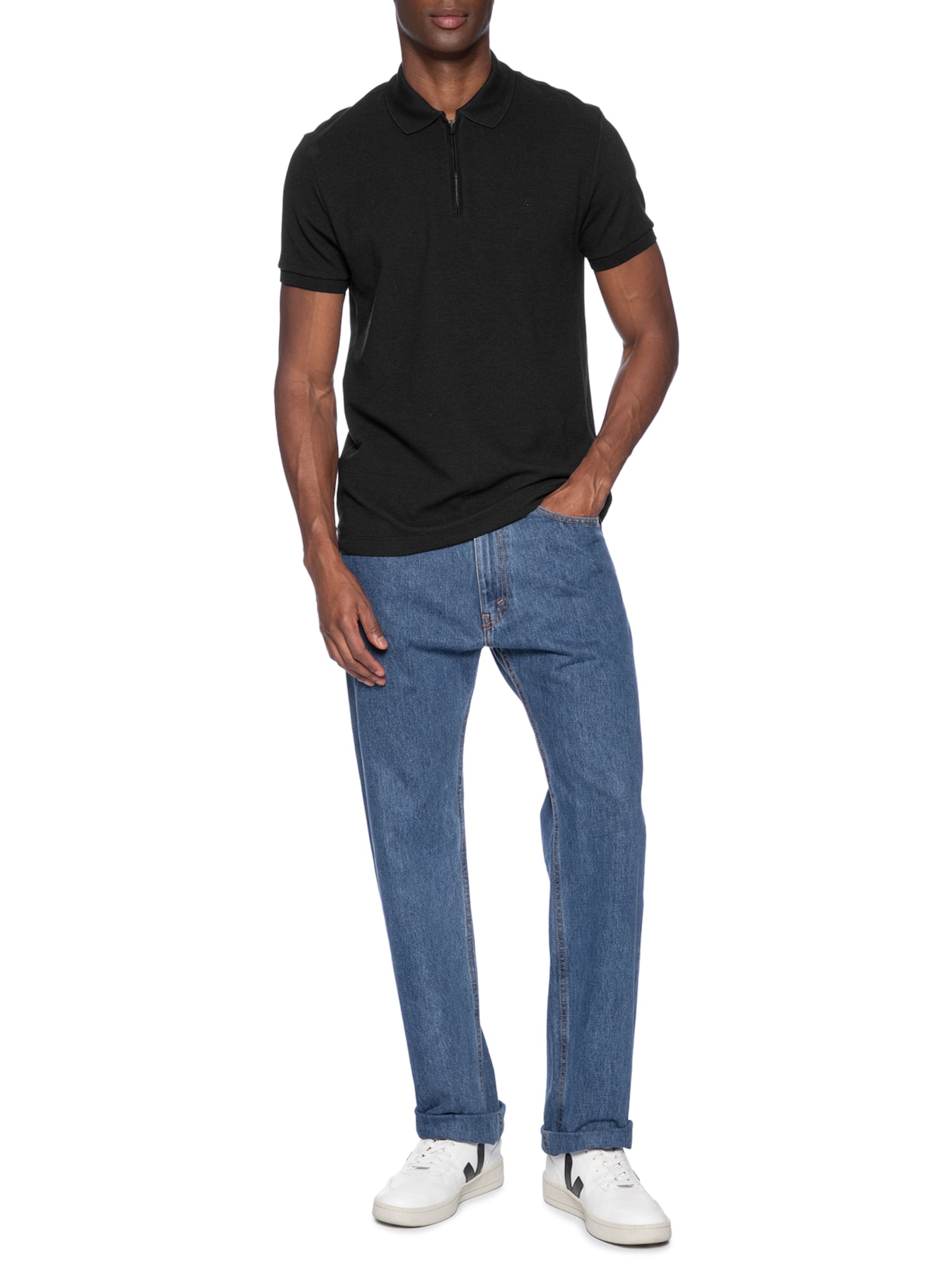 Polo Masculina Em Tecido Ottoman Preto Aramis