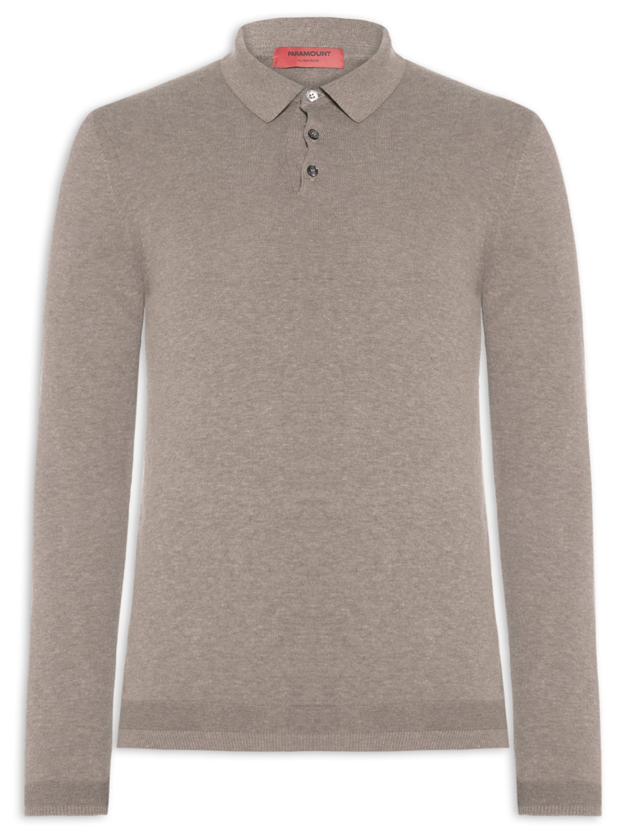Polo Masculina Em Tricô Manga Longa Marrom Paramount Alfaiataria
