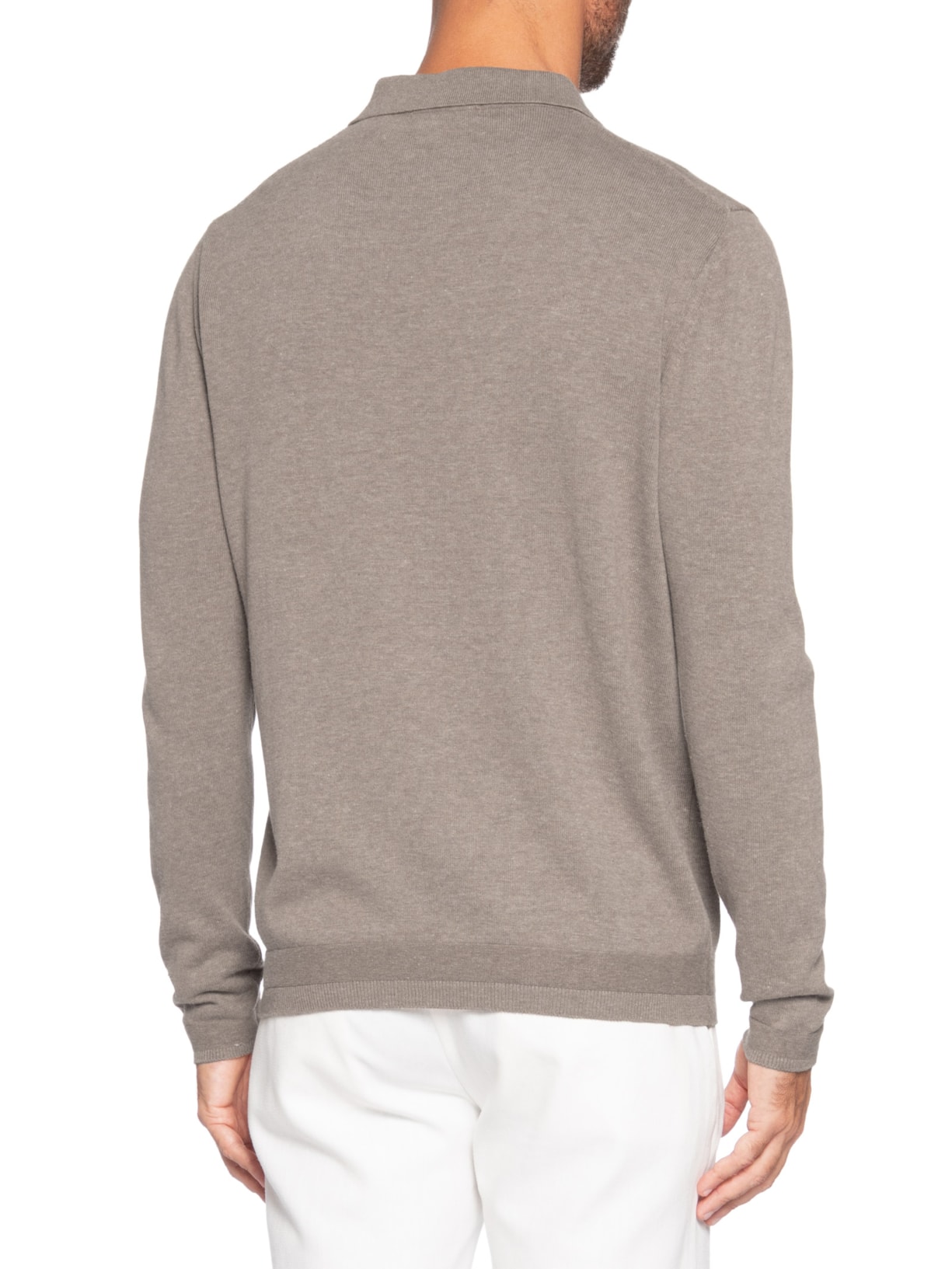 Polo Masculina Em Tricô Manga Longa Marrom Paramount Alfaiataria