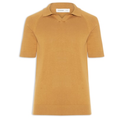 Polo Masculina em Tricô Regular Fit - Bege