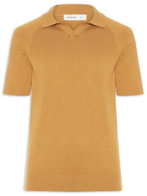 Polo Masculina em Tricô Regular Fit - Bege