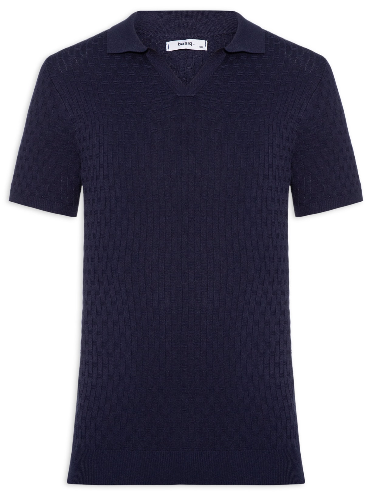 Polo Masculina Em Tricot Com Gola Colômbia  Azul Basiq Men
