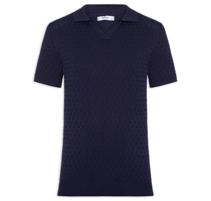 Polo Masculina Em Tricot Com Gola Colômbia -  Azul