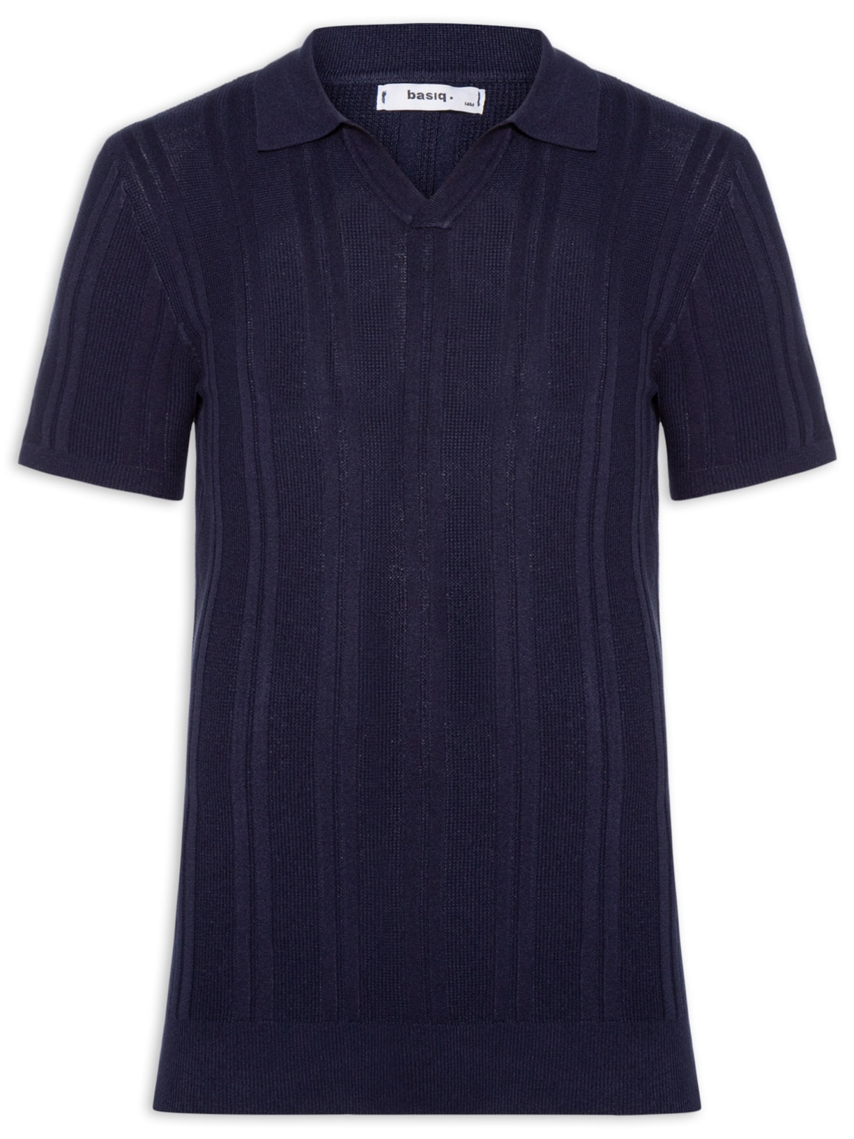 Polo Masculina Em Tricot Com Gola Colômbia  Azul Basiq Men
