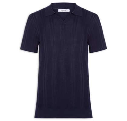 Polo Masculina Em Tricot Com Gola Colômbia -  Azul