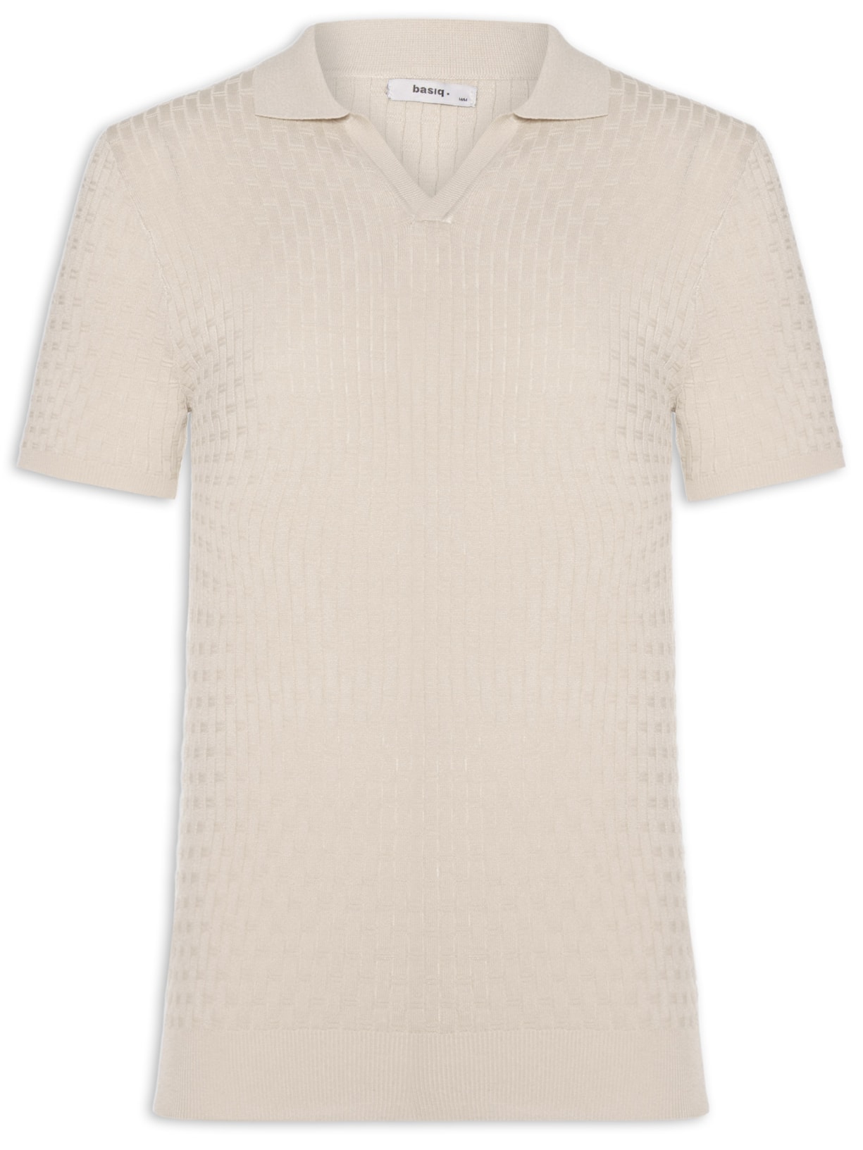 Polo Masculina Em Tricot Com Gola Colômbia  Bege Basiq Men