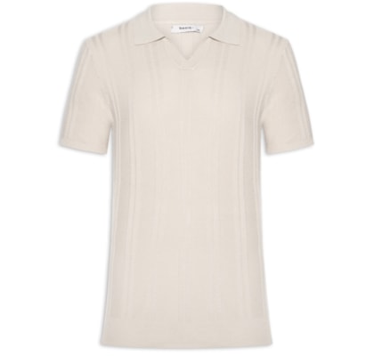 Polo Masculina Em Tricot Com Gola Colômbia -  Bege