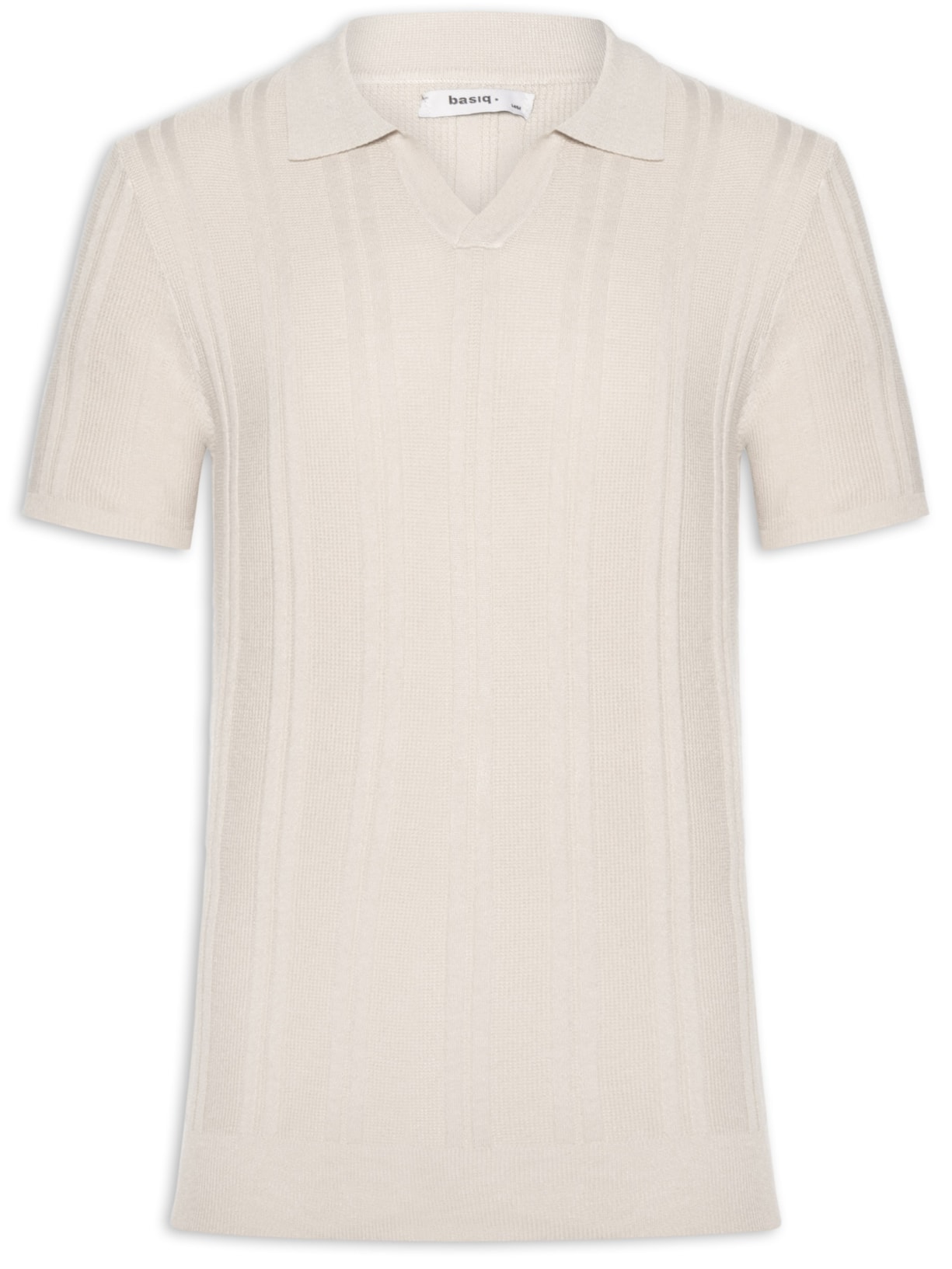 Polo Masculina Em Tricot Com Gola Colômbia - Bege