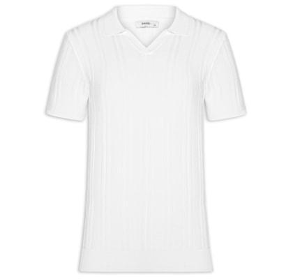 Polo Masculina Em Tricot Com Gola Colômbia -  Branco