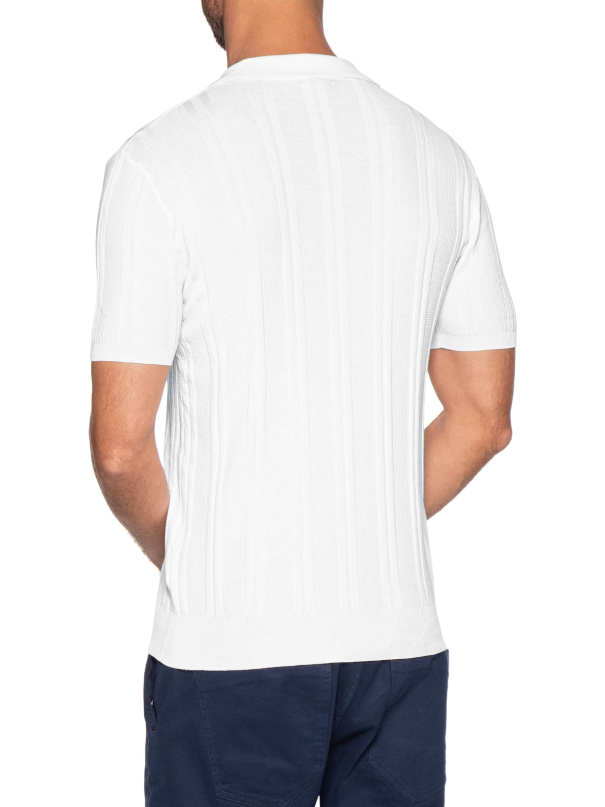 Polo Masculina Em Tricot Com Gola Colômbia  Branco Basiq Men