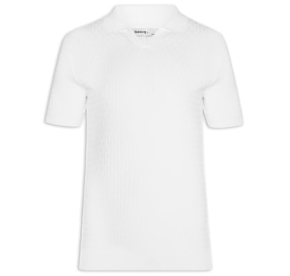 Polo Masculina Em Tricot Com Gola Colômbia -  Branco