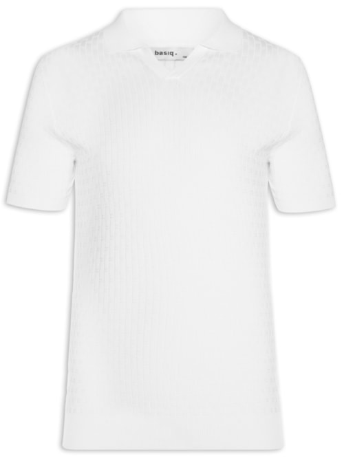 Polo Masculina Em Tricot Com Gola Colômbia - Branco