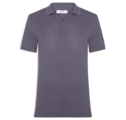 Polo Masculina Em Tricot Com Gola Colômbia -  Cinza