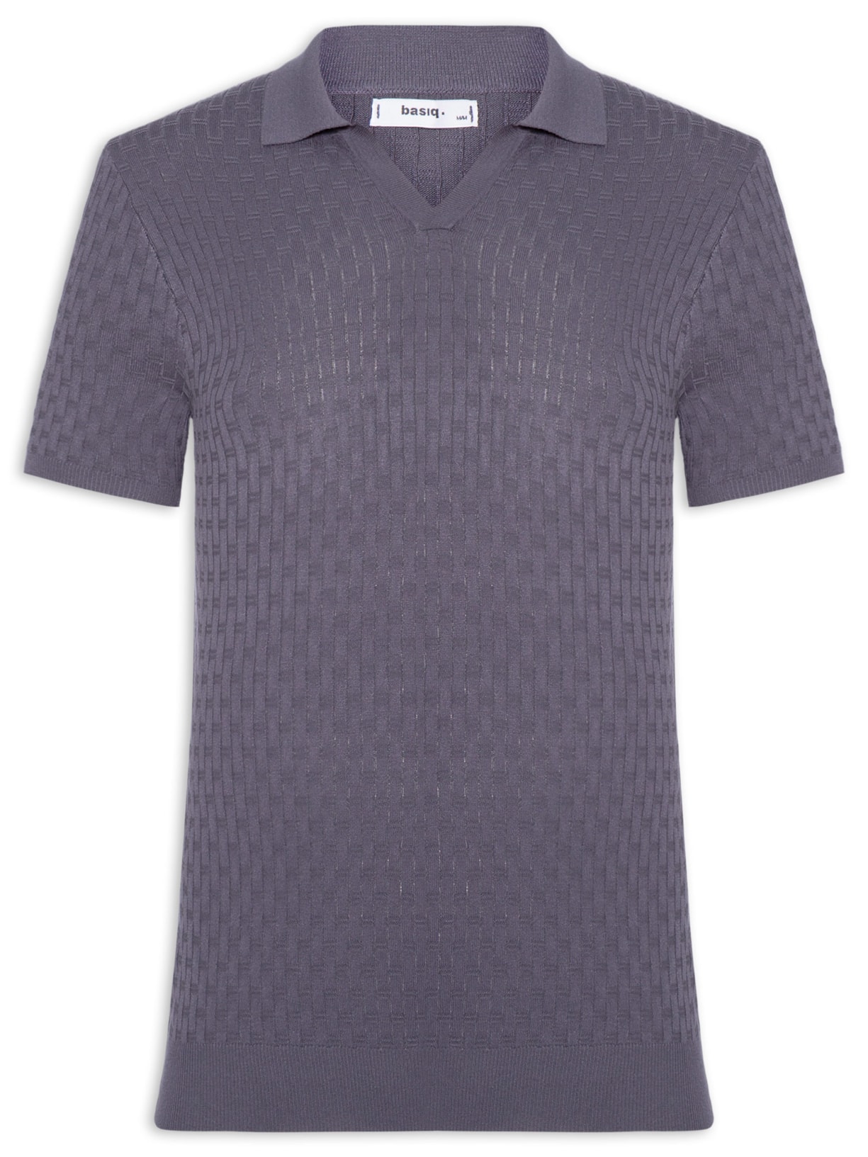 Polo Masculina Em Tricot Com Gola Colômbia - Cinza