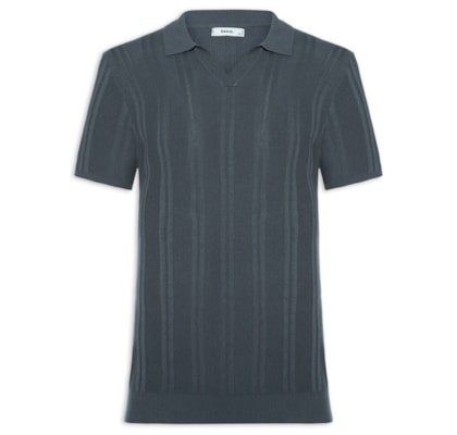 Polo Masculina Em Tricot Com Gola Colômbia -  Cinza