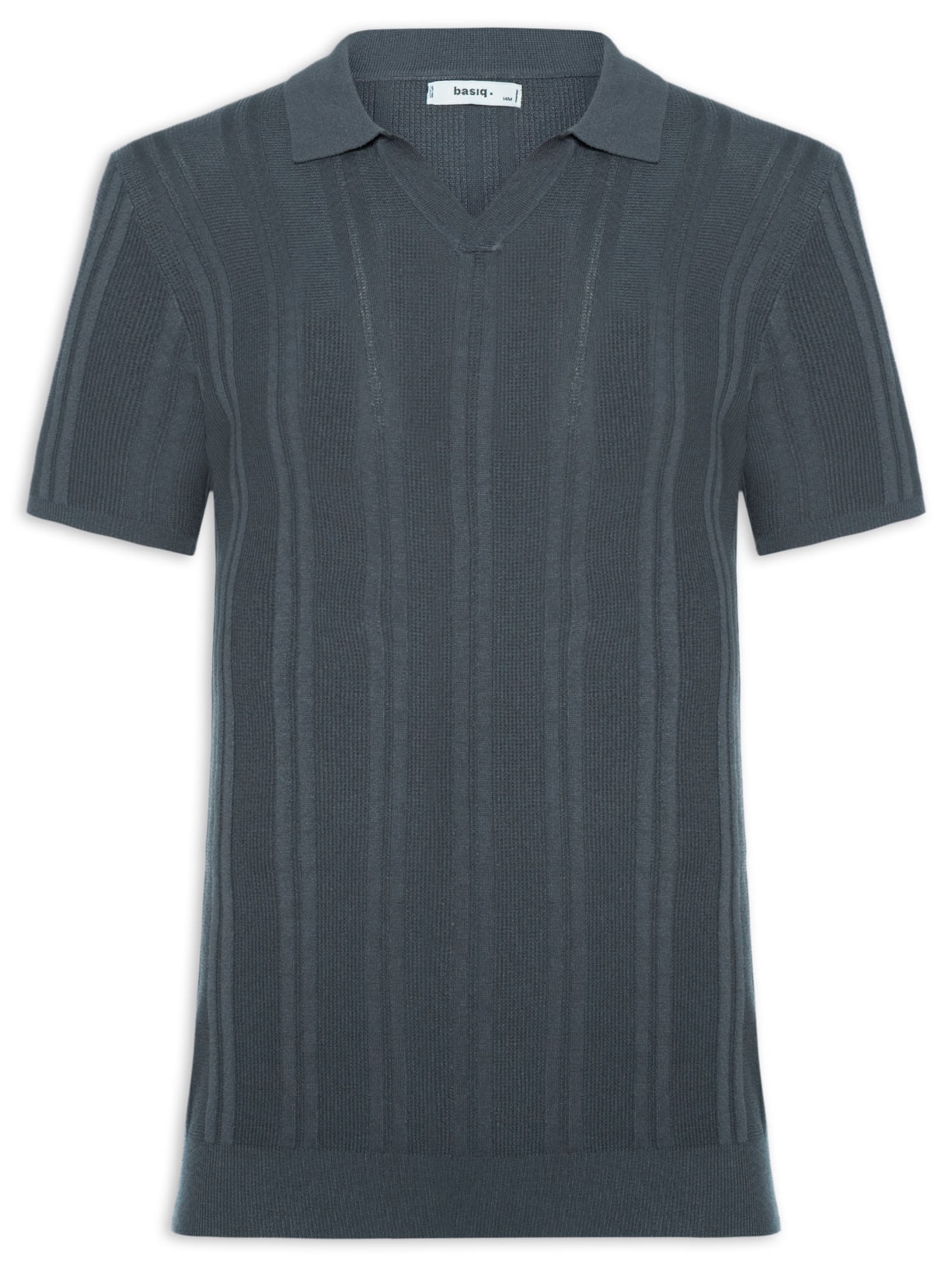 Polo Masculina Em Tricot Com Gola Colômbia - Cinza