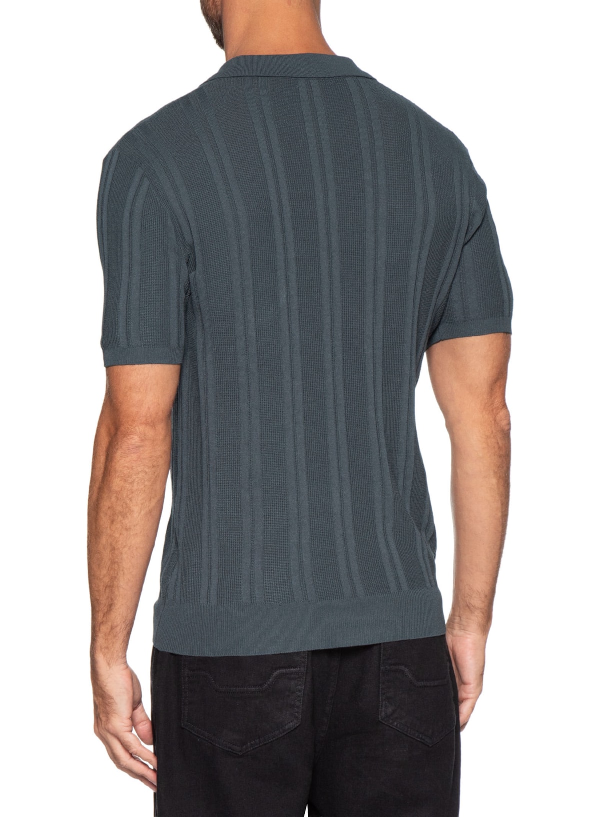 Polo Masculina Em Tricot Com Gola Colômbia  Cinza Basiq Men