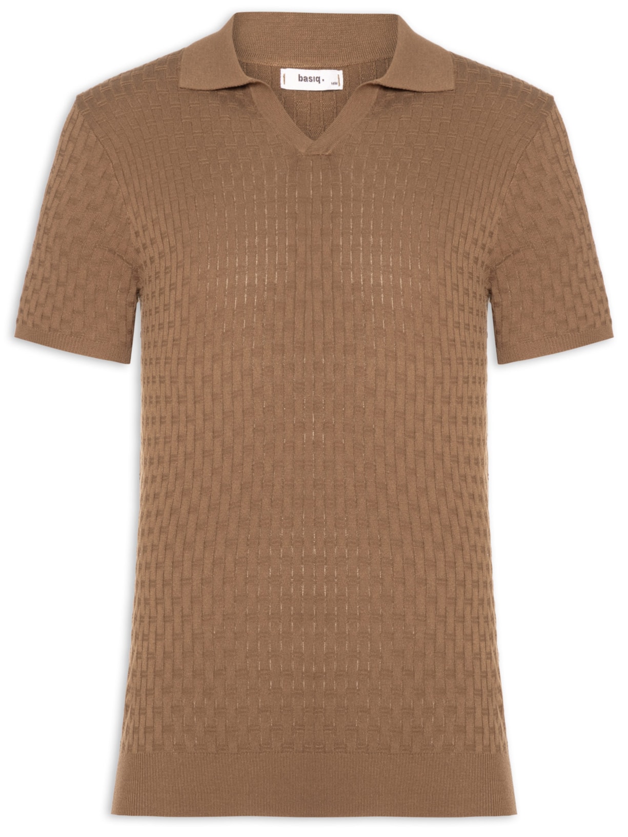 Polo Masculina Em Tricot Com Gola Colômbia  Marrom Basiq Men