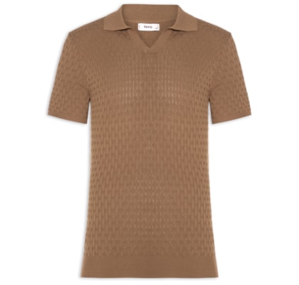 Polo Masculina Em Tricot Com Gola Colômbia -  Marrom