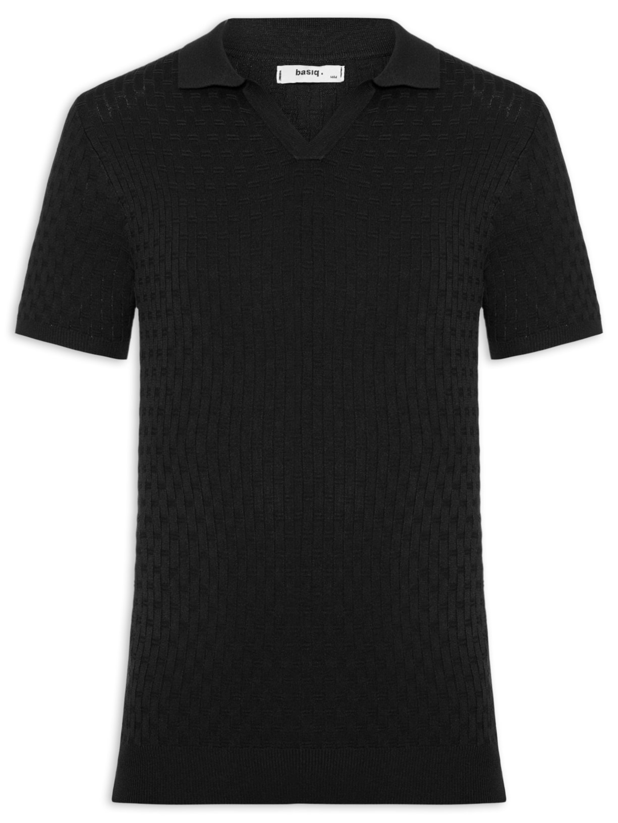 Polo Masculina Em Tricot Com Gola Colômbia  Preto Basiq Men