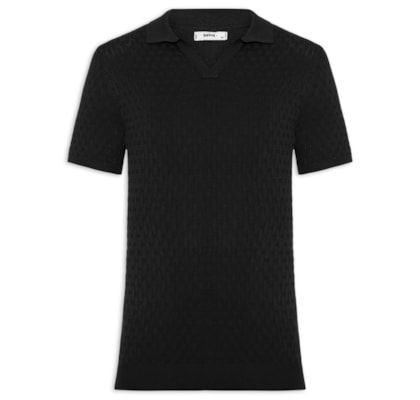 Polo Masculina Em Tricot Com Gola Colômbia -  Preto