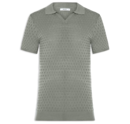 Polo Masculina Em Tricot Com Gola Colômbia -  Verde