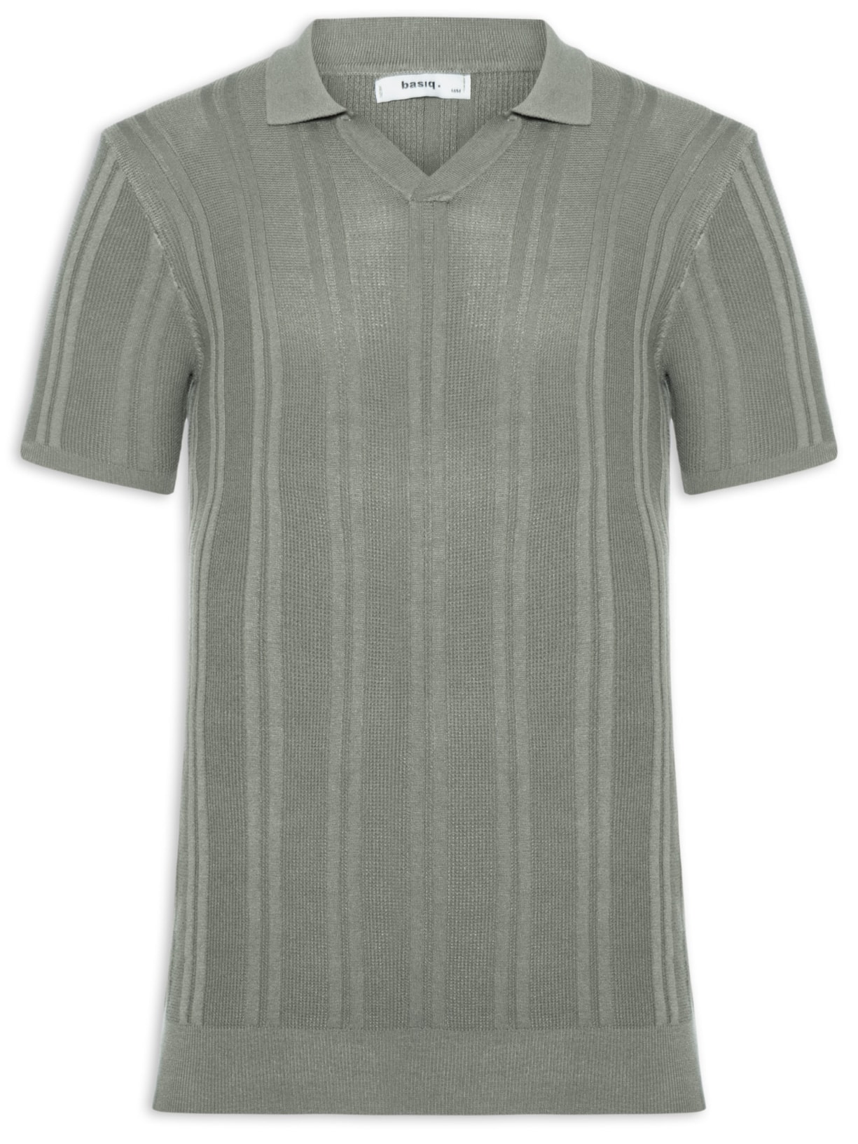 Polo Masculina Em Tricot Com Gola Colômbia  Verde Basiq Men