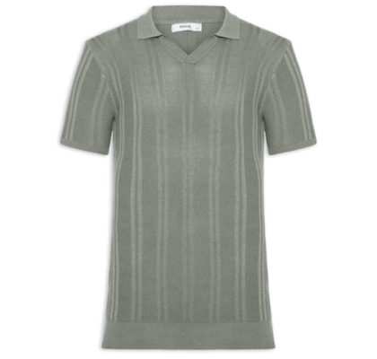 Polo Masculina Em Tricot Com Gola Colômbia -  Verde