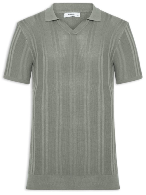 Polo Masculina Em Tricot Com Gola Colômbia - Verde