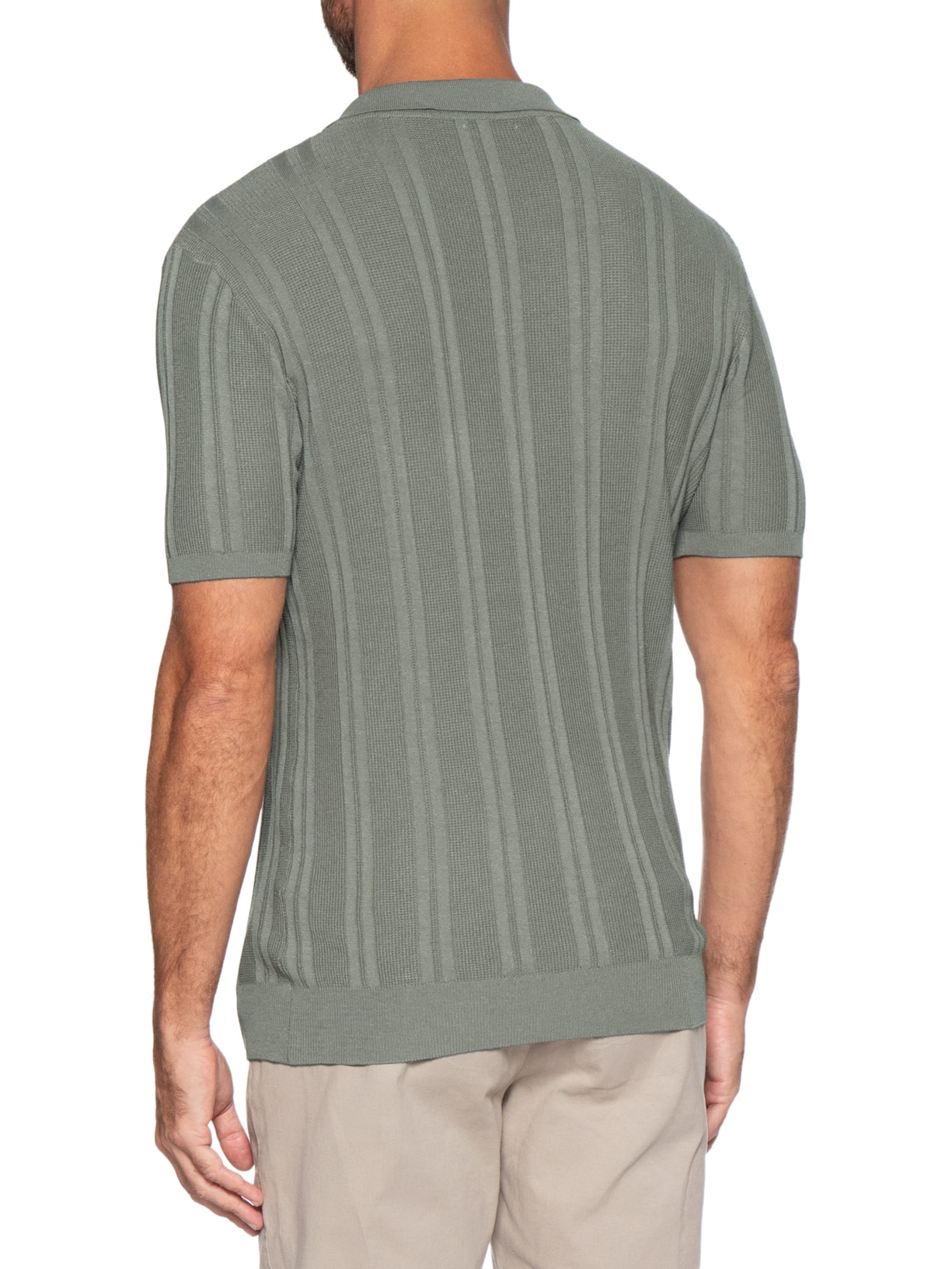 Polo Masculina Em Tricot Com Gola Colômbia  Verde Basiq Men