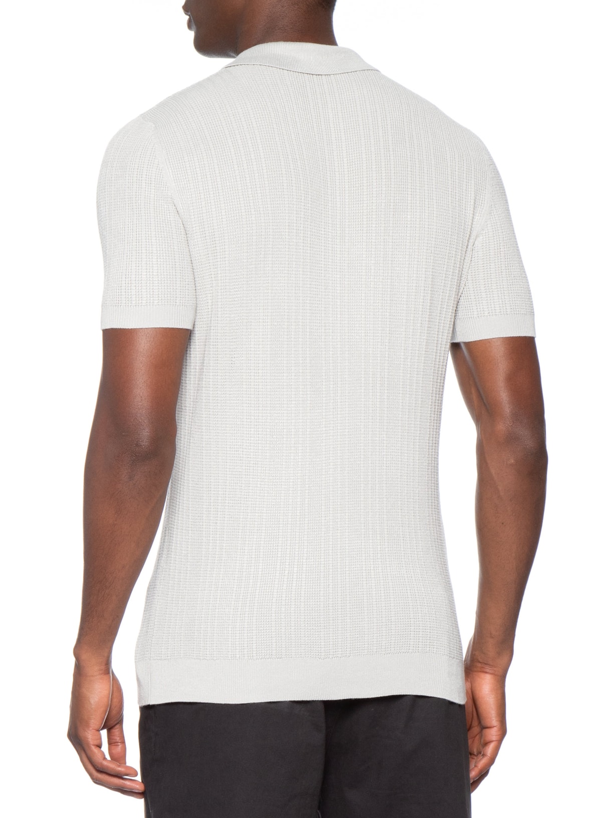 Polo Masculina Em Tricot Com Meio Zíper Cinza '2 Essential