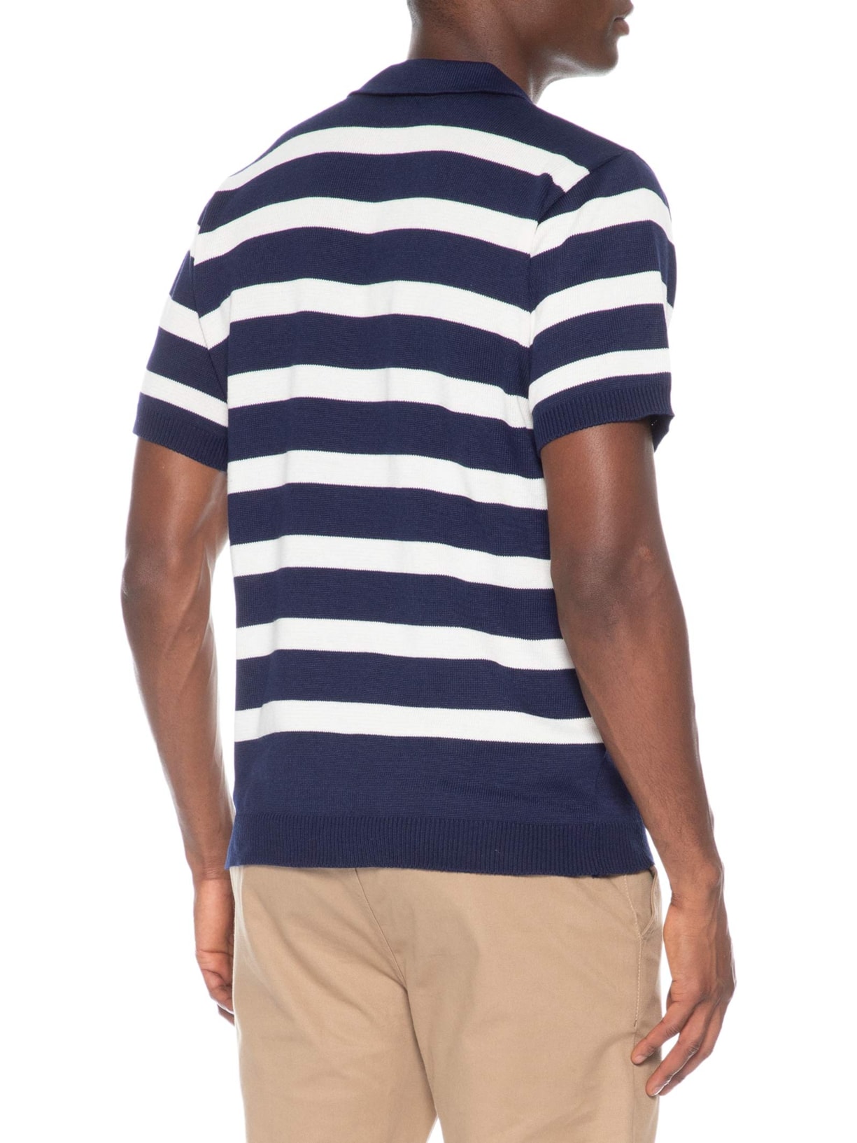 Polo Masculina Em Tricot Listrada – Azul Basiq Men