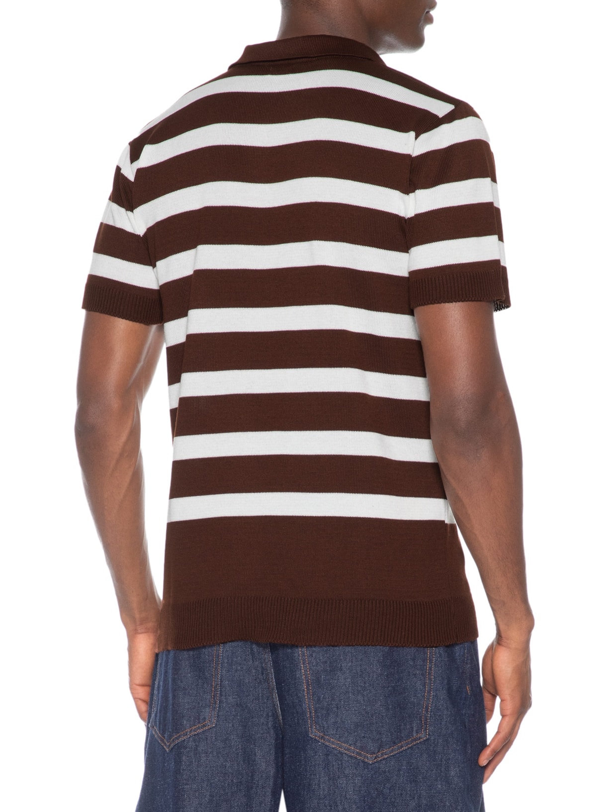 Polo Masculina Em Tricot Listrada – Marrom Basiq Men