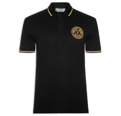 Polo Masculina Embroidered V-Emblem Shirt - Preto