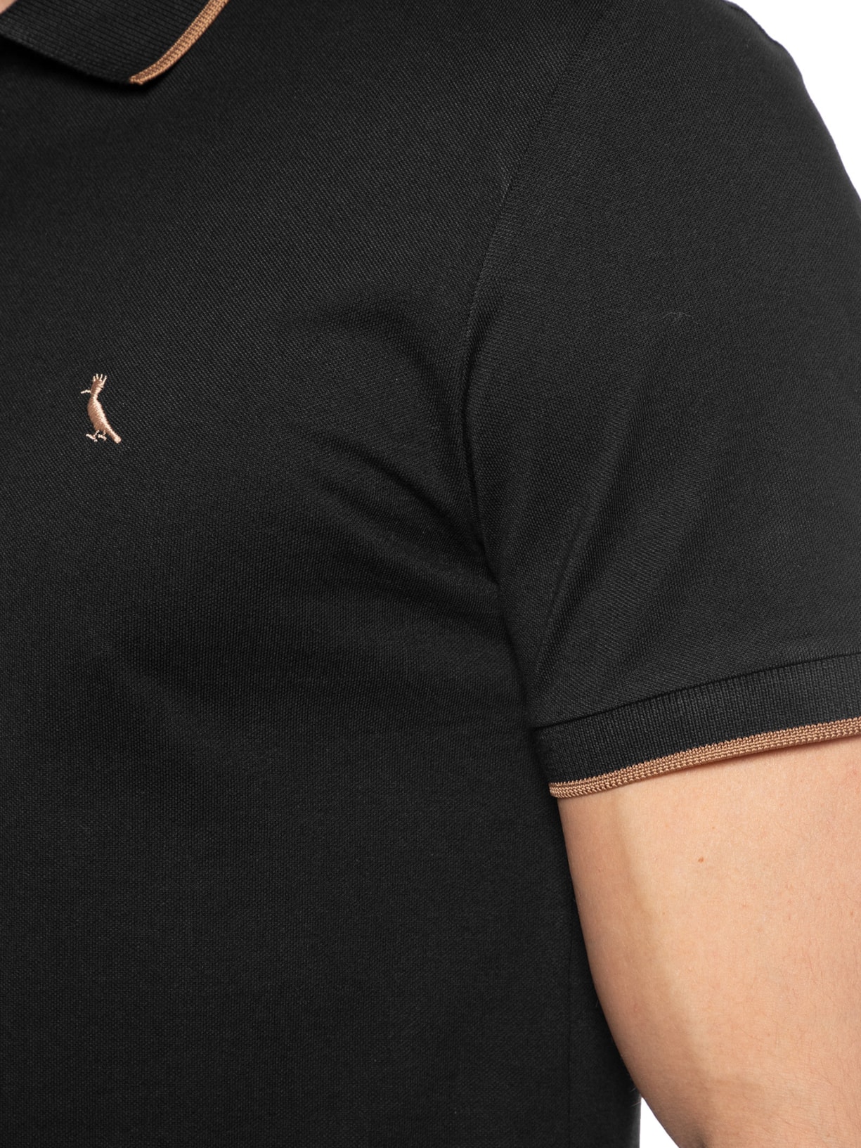 Polo Masculina Enxuto Friso Único Preto Reserva