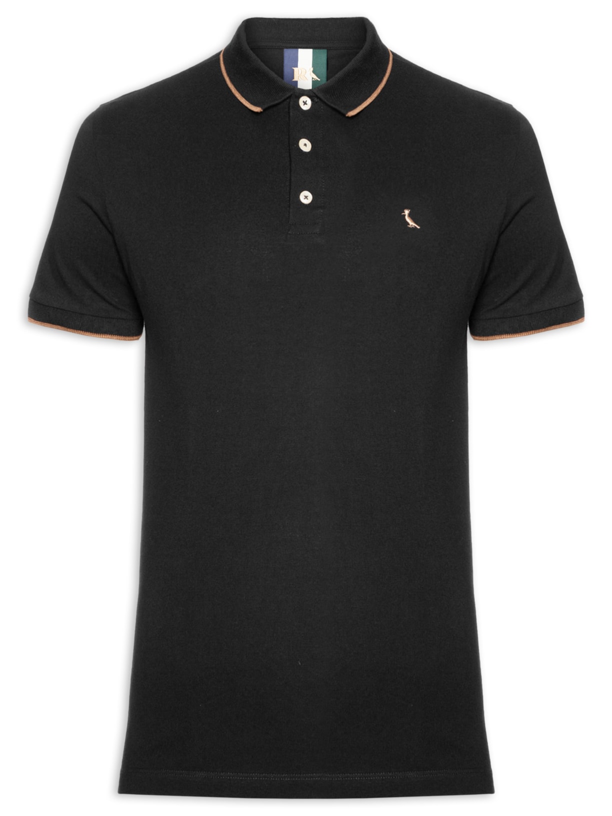 Polo Masculina Enxuto Friso Único Preto Reserva