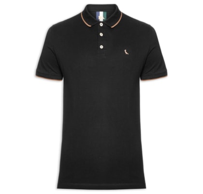 Polo Masculina Enxuto Friso Único - Preto