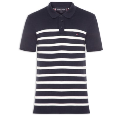 Polo Masculina Essentials Listras - Azul