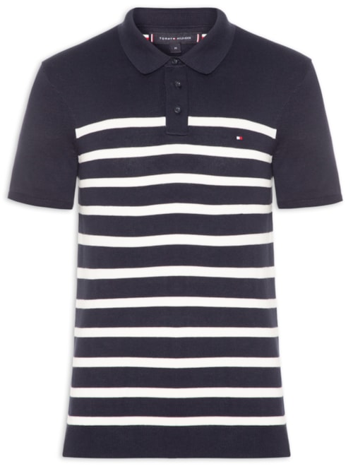 Polo Masculina Essentials Listras - Azul