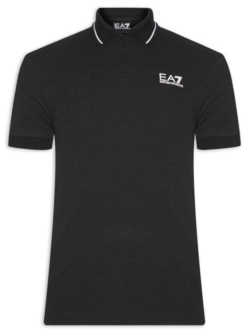 Polo Masculina Estampada - Preto