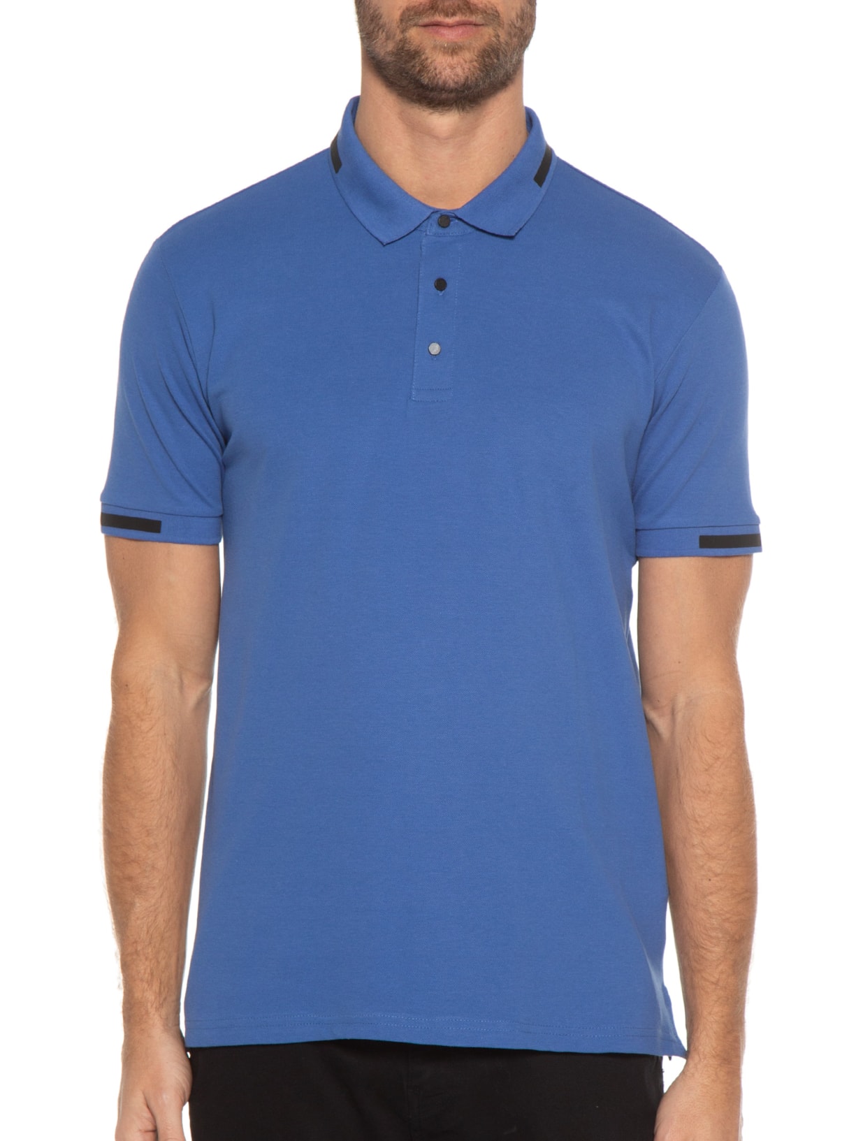 Polo Masculina Faixa Gola Azul '2 Essential