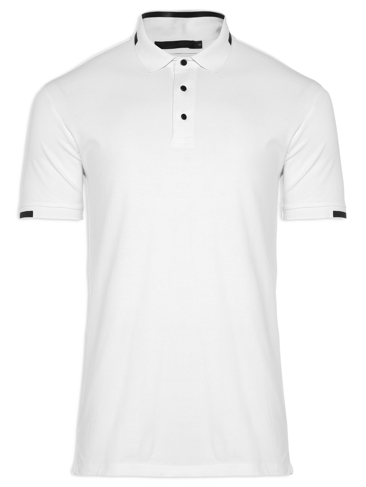 Polo Masculina Faixa Gola - Branco