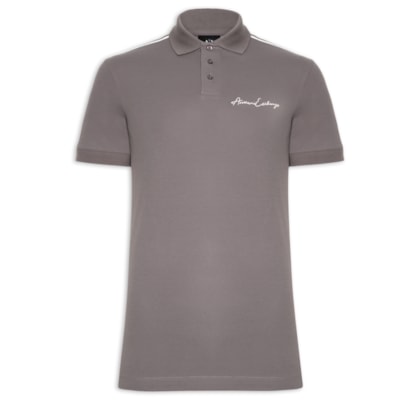 Polo Masculina Fit Signature Logo - Cinza